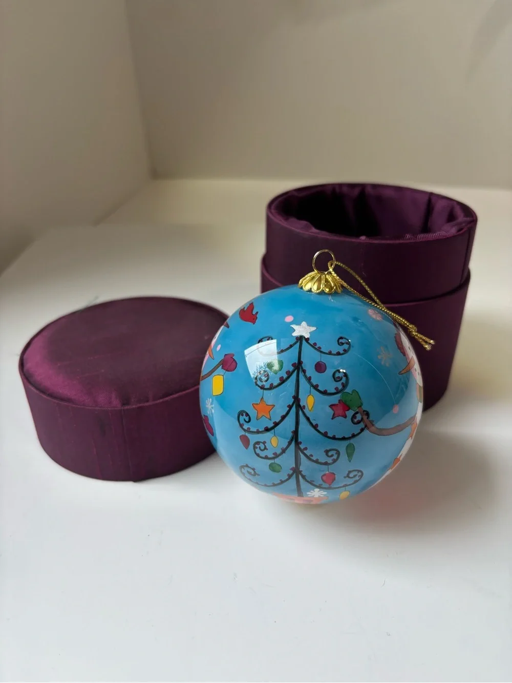 Pier One Le Bien Christmas Ornament 2007 Snowman Blue With Original Box